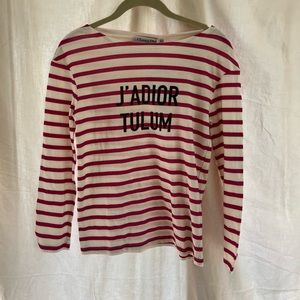 Christian Dior J’adior Tulum long sleeve stripe pink and white shirt